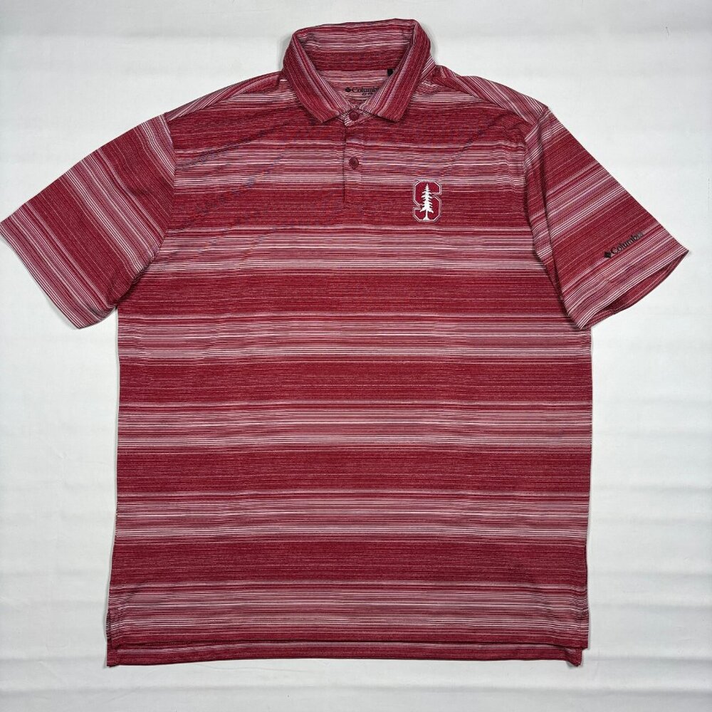 Columbia Stanford Cardinals Red Striped Performance Golf Polo Shirt Mens XL